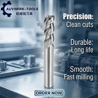 Fraise à queue en carbure monobloc 65 à 3 cannelures en alliage de tungstène-cobalt haute brillance pour la découpe de métaux CNC et sur tour