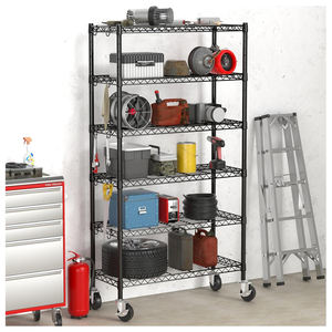 36 "w x 14" d x 75 "h אפוקסי מצופה שחור 6 דרגות nsf חוט מדפים יחידת מדפים יחידה חופשית מתלה תיל מטבח - Product Image 6