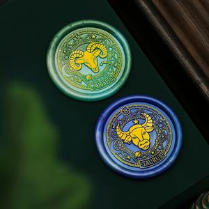Juego <span class=keywords><strong>completo</strong></span> de 12 signos del zodiaco, sello de cera con tema mágico, cabezales de latón macizo para horóscopo, regalo de cumpleaños, cera de sellado, estilo místico DIY - Product Image 3
