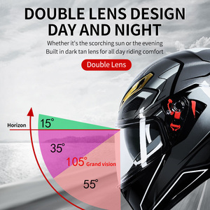 <span class=keywords><strong>Casco</strong></span> de Motocicleta Integral Negro y Colorido con Doble Visor, Sección Trasera Grande, Nueva Tecnología OEM DOT - Product Image 4