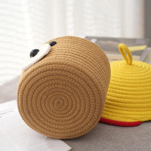 Panier de rangement unique en <span class=keywords><strong>corde</strong></span> de coton tissé mignon pour bébé jouet tissé étagère fourre-tout de rangement doux organisateur de placard mini - Product Image 5