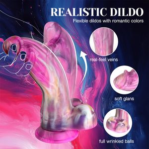 Silicone realistico pene giocattoli per adulti G punto <span class=keywords><strong>Vagina</strong></span> stimolazione sessuale realistico spesso grande mostro vibrante Dildo per donne uomini - Product Image 4