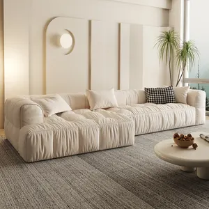 European American Style Manufacturer Soft Seat Set Design White Velvet Fabric Modular Upholstered Sofa