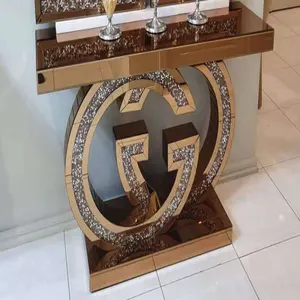 Modern design hot sales mirrored furniture rose gold color mirror console table home decoration