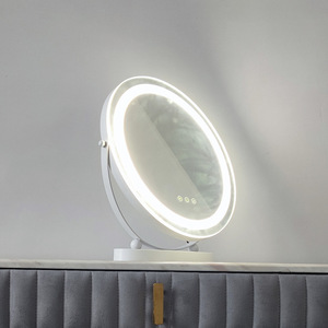 Miroir de Maquillage LED Rond à Cadre Doré, Commande Tactile, Lumineux, sur Pied, Vente en Gros Direct Usine - Product Image 2