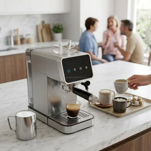 เครื่องชงกาแฟกึ่งอัตโนมัติ ถังน้ำใส 1.1 ลิตร ควบคุมด้วยระบบสัมผัส พร้อมฟังก์ชั่นอุ่นแก้ว เครื่องทำฟองนม เครื่องชงกาแฟคาปูชิโน - Product Image 5