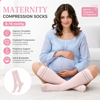 Chaussettes de compression pour femmes enceintes 8-15 mmHg, chaussettes de maternité mi-hautes, soutien léger pour la grossesse, les voyages et le quotidien