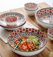 Simplee — ensemble de table en céramique, style bohème, élégant, avec motif imprimé à la machine, pour la maison, le restaurant