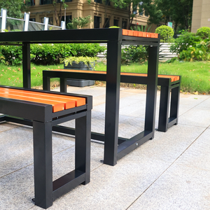 Giardino moderno <span class=keywords><strong>in</strong></span> plastica <span class=keywords><strong>legno</strong></span> design patio <span class=keywords><strong>tavolo</strong></span> <span class=keywords><strong>con</strong></span> struttura <span class=keywords><strong>in</strong></span> metallo grande <span class=keywords><strong>tavolo</strong></span> ristorante e <span class=keywords><strong>panca</strong></span> <span class=keywords><strong>tavolo</strong></span> da giardino e sedia - Product Image 3