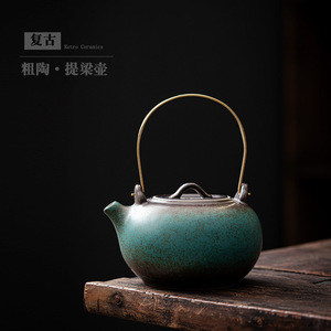 Tetera de Cerámica Retro con Acabado Azul, Forma Redonda con Tapa, Tamaño Pequeño, para Juego de Té Kung Fu, Uso Doméstico, Té de la Tarde - Product Image 3
