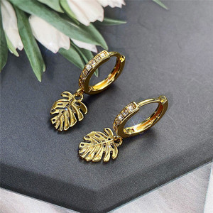 Orecchini Pendenti a Forma di Foglia di Monstera per Donne, Gioielli Creativi Botanici alla Moda - Product Image 4