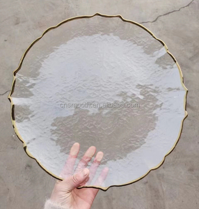 LISSE Nouvelle arrivée Assiette en verre <span class=keywords><strong>rose</strong></span> <span class=keywords><strong>Vaisselle</strong></span> d'événement de mariage <span class=keywords><strong>Rose</strong></span> avec assiette en verre doré - Product Image 5