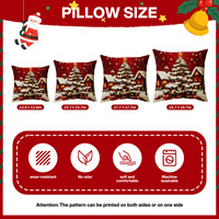Housse de coussin de Noël sans insert, style peinture à l'huile, fond rouge, Père Noël, bonhomme de neige, sapin de Noël, décoration de canapé