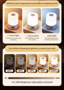 LED Remote-controlled Night Light With <b>Clock</b> Battery Level Display Three-color Temperature USB Chargeable 1200mA Bedside Lamp 13 - Product Image 6
