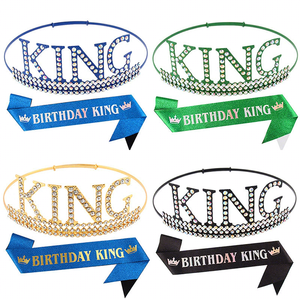2025 New Prom King Schärpe und Krone Set Prom King Strass Tiara Glitter Satin Schärpe für Abschluss feier Geburtstags feier Zubehör - Product Image 1