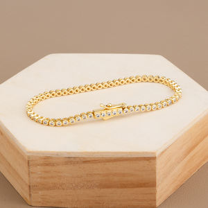 14K 18K altın kaplama bakır kadınlar için klasik elmas çerçeve tenis bilekliği özelleştirmek - Product Image 1