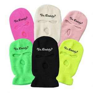 CXY Masque de ski tricoté sur mesure à 3 trous, couvrant tout le visage, style bandit, avec logo brodé - Product Image 3