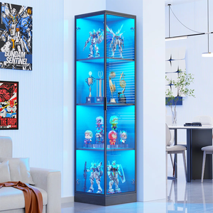 Vitrine en verre avec éclairage LED, commande tactile noire, anti-poussière, haute, pour salon et salle de jeux, vente en gros d'usine - Product Image 1