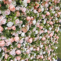 Dinding Bunga Buatan Mawar dan Peony Pink dan Putih yang Dikustomisasi, Tanaman Buatan dan Bunga Palsu untuk Latar Belakang Pesta Pernikahan