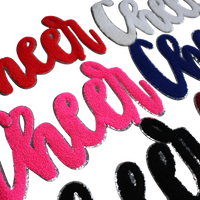 Patchs de lettres en chenille rose brodés en gros du fabricant, tissu coloré thermocollant pour vêtements