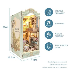 Hamaileon Countryside Diary DIY Miniature Wooden Book Nook 3D Puzzle Doll House Kit SQ09 Bookshelf Assembly Bookend Country Toy - Product Image 2
