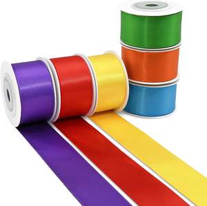 Cinta de Raso Lisa Blanca de Doble Cara, 196 Colores Sólidos, 100 Yardas por Rollo, de Fábrica - Product Image 1