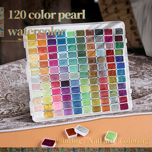 Set di Colori ad Acquerello Solidi SeamiArt 120 Colori, Mezza Tavolozza con Scatola in Latta per Forniture Artistiche - Product Image 2
