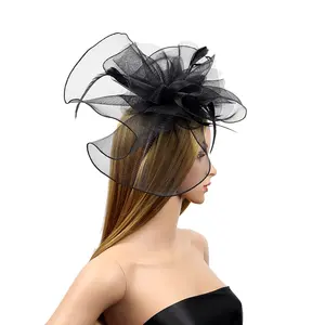 Gran Organza Top Flor de gran tamaño pluma gasa cóctel boda fotografía maquillaje disfraz fiesta mujeres fascinador sombrero