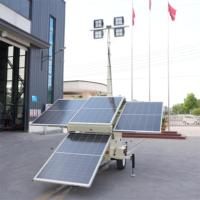 NOUVEAU Produit Tour d'éclairage solaire mobile à levage manuel Mât télescopique de 9m Remorque d'éclairage à énergie solaire pour chantier de construction