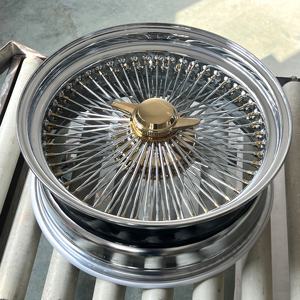 Velg Kawat Lurus Baru 20X8 Inci dengan 100 Jari-jari Standar Triple Gold, Termasuk 2 Spinner Batang dan Adaptor - Product Image 3
