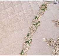 Ensemble de couvre-lit, drap et édredon en lin brodé de luxe royal européen, techniques artisanales