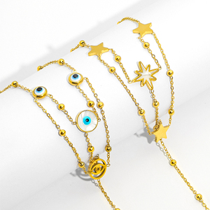 Juego de Pulsera y Anillo JUSNOVA con Doble Cadena Chapada en Oro de 18k, Cristales y Piedras de Imitación - Product Image 2