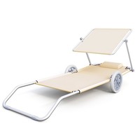 Chaise longue de plage portable avec roues, pliable, en acier, tissu Oxford 600D, capacité 120 kg, design contemporain, facile à transporter, mobilier d'extérieur