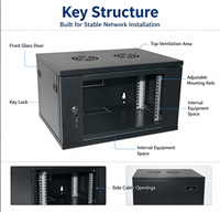 Armoire serveur murale 9U de 450 mm de profondeur, rack réseau informatique, porte en verre standard, pour équipement informatique 19 pouces