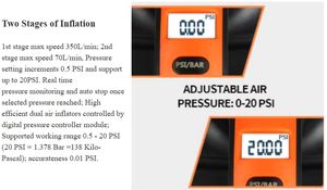 Carte gonflable SUP 20PSI DC et <span class=keywords><strong>compresseur</strong></span> haute pression à écran numérique rechargeable Pompe à air électrique portable pour <span class=keywords><strong>voiture</strong></span> - Product Image 3