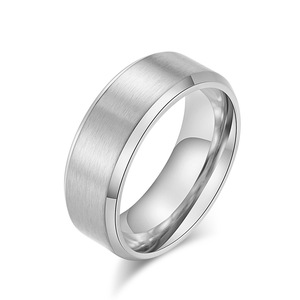 Stylish Simple 8mm Brushed Matte Black Titanium Steel <b>Ring</b> Unisex Wedding Jewelry - Product Image 1