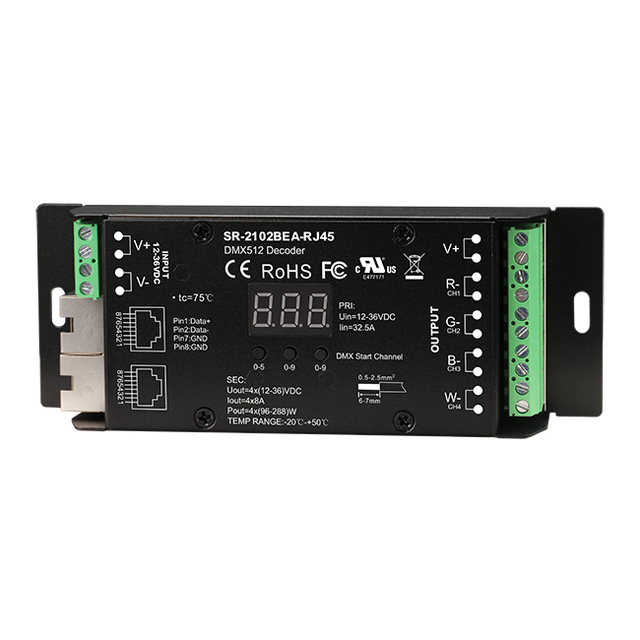 4 Channels Universal Series DMX512 Decoder RJ 45 Terminal Easy Installation RGBW RGB+W Tunable White