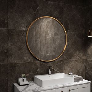 Espejo de tocador de baño LED, espejo de pared con marco de aluminio de latón cepillado inteligente, espejo retroiluminado de diseño contemporáneo para apartamento de Hotel - Product Image 2