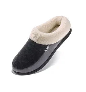 무료 샘플 남성 슬리퍼 퍼지 따뜻한 집 신발 메모리 폼 슬립에 막힘없는 봉제 양모 양털 실내 야외