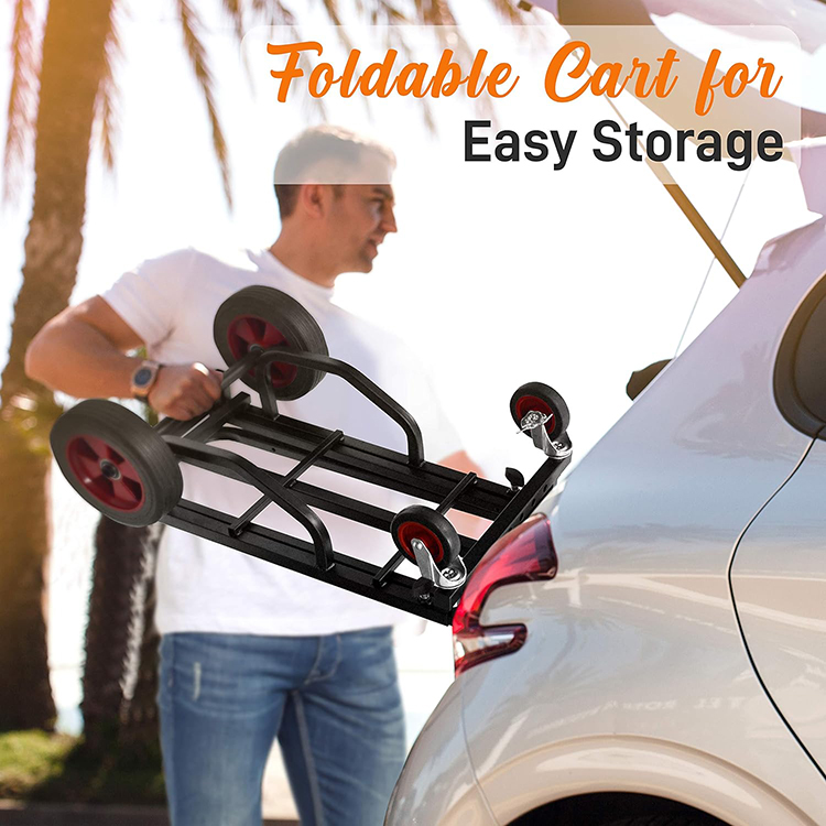 JH-Mech Hand Truck Dolly Cart Compact 300Lbs Max Load Capacity Foldable and Lightweight Metal Hand Platform Cart