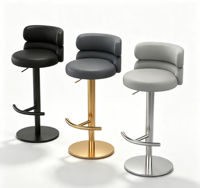 Tabouret de bar moderne en métal, léger et durable, avec siège rembourré, dossier demi-lune, base et repose-pieds, chaise haute de comptoir