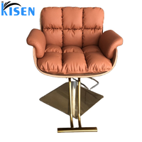 Kisen Offres Spéciales 2024 chaise de barbier antique vintage hydraulique avec cadre en argent doré base ronde pour la beauté des dames