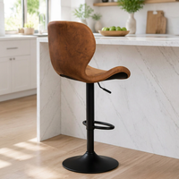 JOHOOFURNITURE Tabouret de bar ergonomique réglable en similicuir marron vieilli, vente en gros