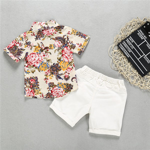 Conjunto de Ropa de Verano 2019 para Niños, Camisas con Flores + Pantalones Cortos de Mezclilla, 2 Piezas, Traje de Caballero para Bebés - Product Image 1