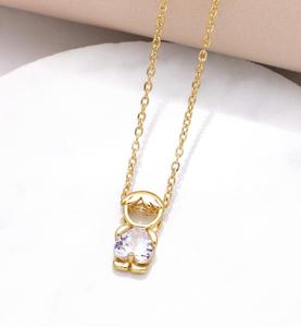 <span class=keywords><strong>Collana</strong></span> pendente da ragazzo 14k semplice europea e americana con zircone colorato a forma di cuore a catena - Product Image 4