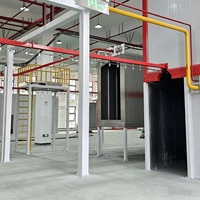 Lini Produksi Powder Coating Otomatis Besar dengan Booth Semprot Cyclone Besar untuk Kabinet dan Peralatan Pemadam Kebakaran