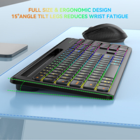 Combo de Teclado y Ratón Inalámbrico RGB JOMAA, Modelo Dual, con Soporte, Teclado Ergonómico de Tamaño Completo, Juego de Teclado y Ratón para PC y Portátil