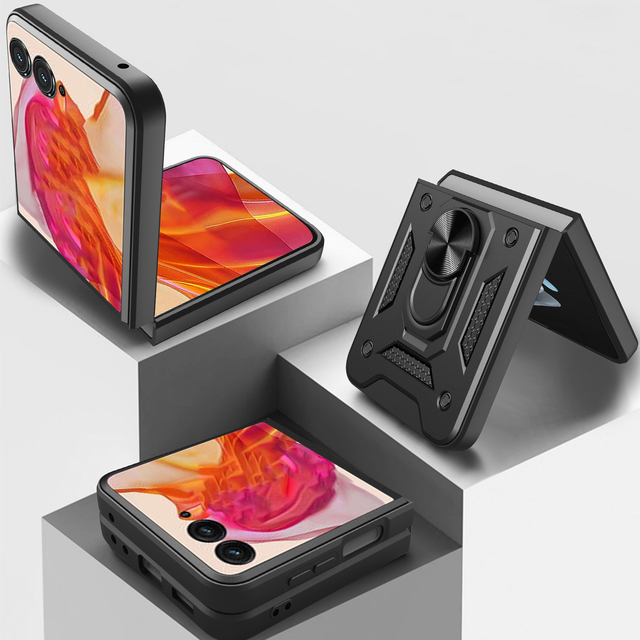 Moni Luxury Shockproof Flip Armor Design Ring Stand Magnetic PC Phone Case with HOLSTER for MOTO Razr 40 50 60 Ultra