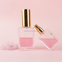 Flacon de parfum carré de qualité supérieure en verre, diffuseur 10ml 15ml 30ml 50ml 100ml, bouchon en aluminium doré, atomiseur de parfum pour femmes