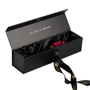 Rosa de lujo personalizada, embalaje de papel de regalo plegable, ramos de amor para mamá, caja de flores de cinta